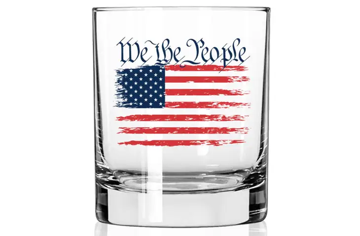 2 Monkey Trading We The People Flag Whiskey Glass